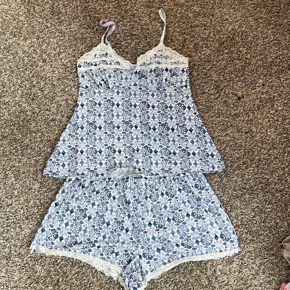 Pretty blue and white PJ set
